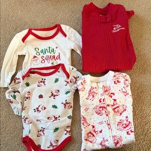 Festive Baby Onesies Set - Red and White